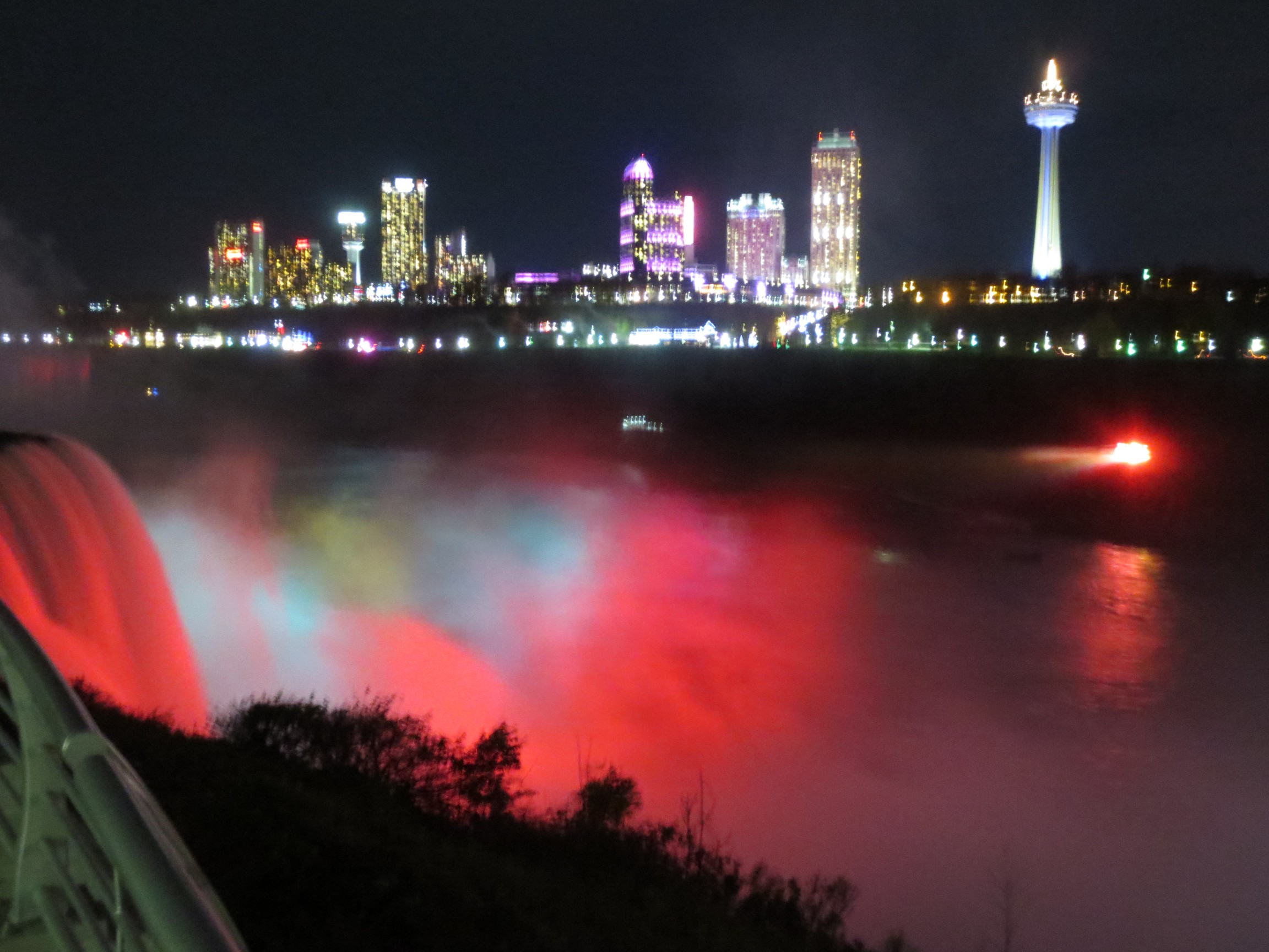 Illuminated Falls at night