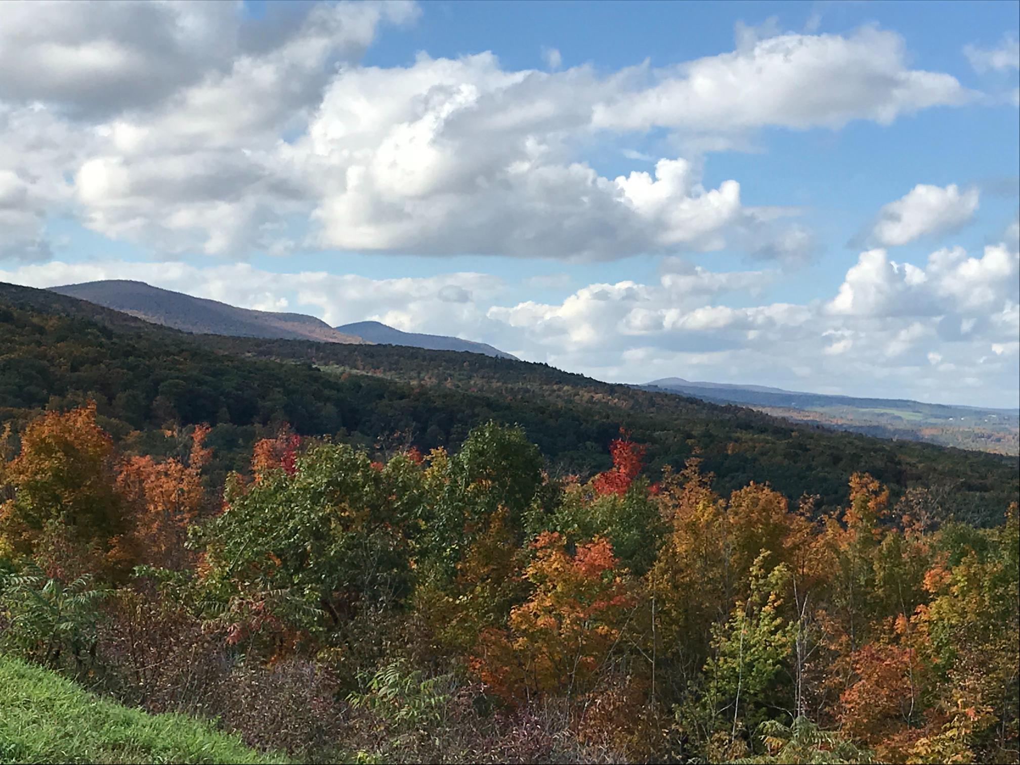 Scenic view of fall foliage in the Catskill Mountains of New York State